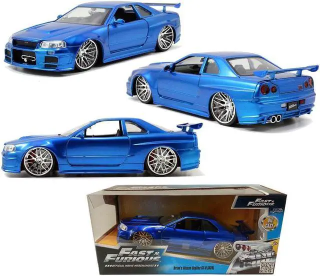 Main image of Jada Toys Fast & Furious 1:24 Diecast - 2002 Nissan Skyline GT-R R34 - Blue