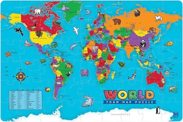 54-Piece World Foam Map Puzzle; no. EI-4810 