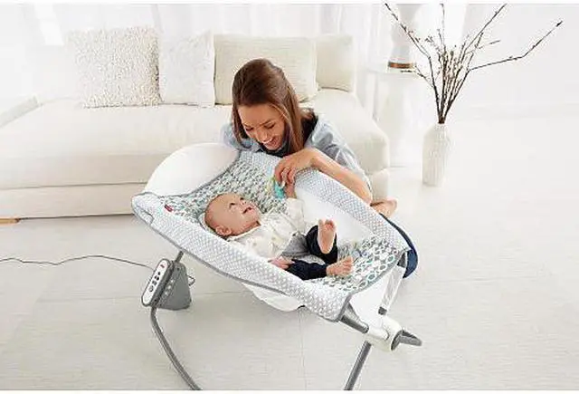 Alt view image 9 of 17 - Fisher-Price Newborn Auto Rock 'n Play Sleeper, Aqua Stone Fashion
