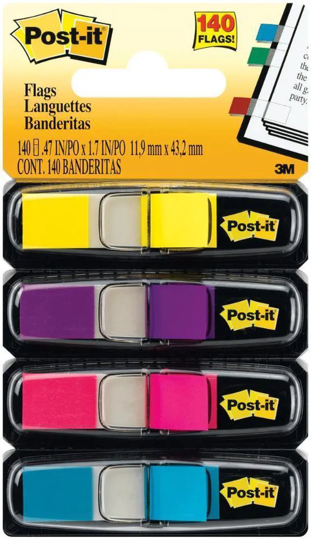 Alt view image 4 of 20 - 3M 6834AB Small Flags in Dispensers Four Bright Colors 35 per Color 4 Dispensers Pack