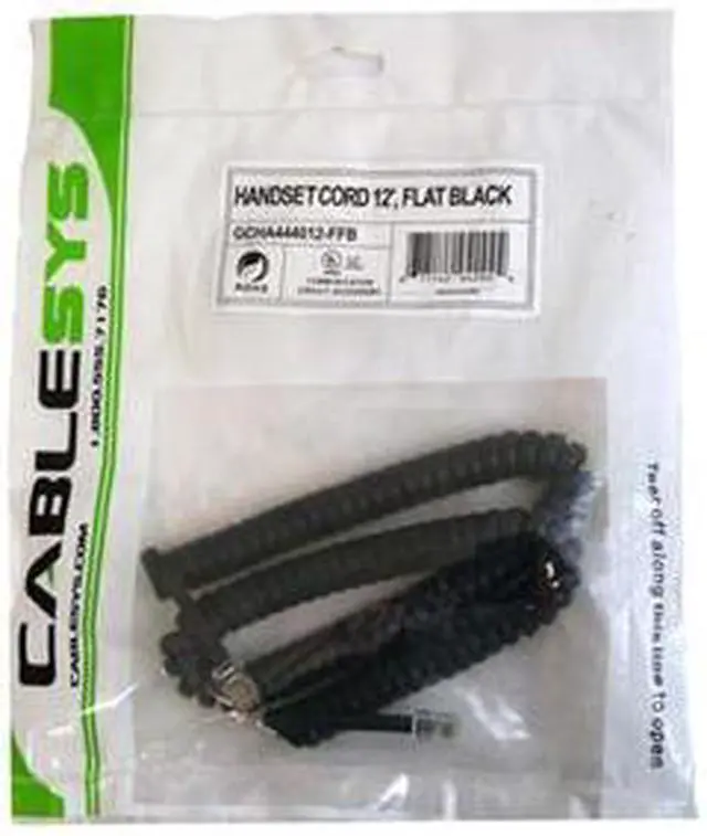 Main image of Cablesys 1200FB GCHA444012-FFB HANDSET CORD 12' FLAT BLA