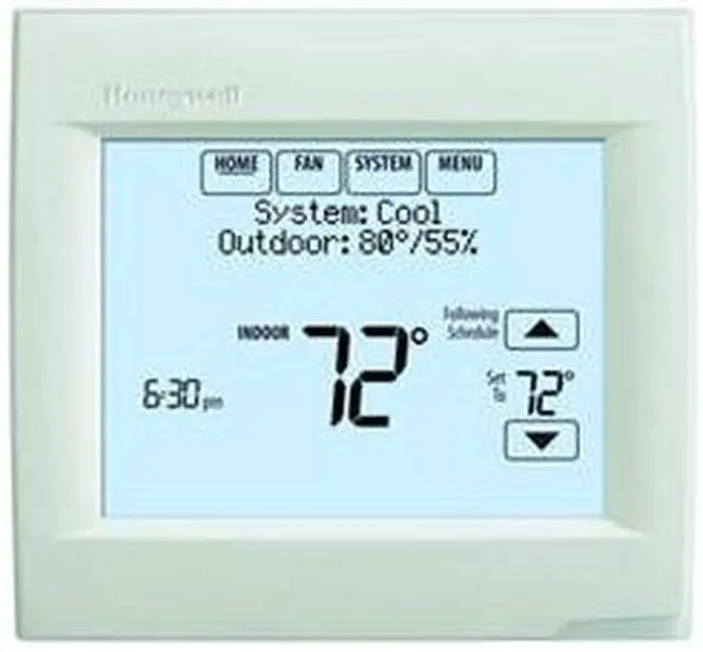 Main image of Honeywell TH8110R1008 VisionPRO 8000 Arctic White Touch Screen Programmable Thermostat, 18 To 30 VAC/750 mV