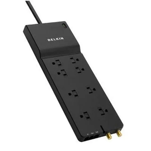 Alt view image 5 of 7 - BELKIN BE108230-12 12 Feet 8 Outlets 3390 Joules Surge Protector w/ Telephone Line/Coaxial Protection/Extended Cord