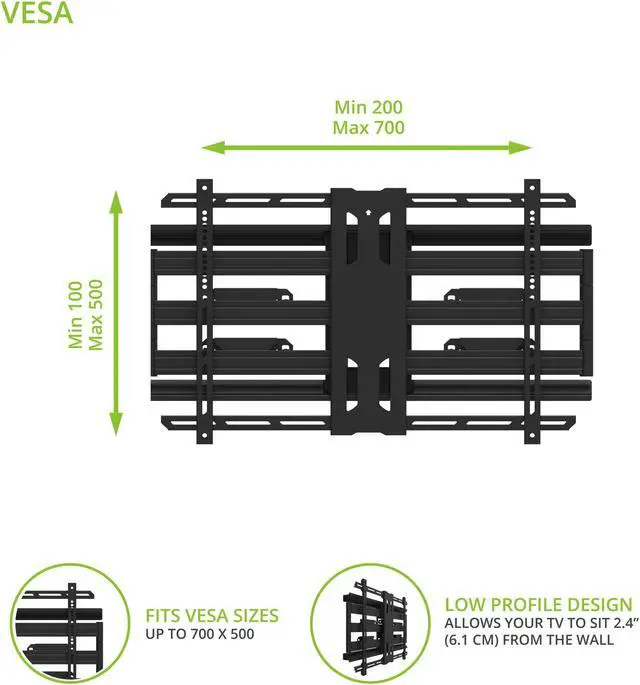 Alt view image 16 of 20 - Kanto PDX700 Articulating TV Mount for 42" - 100" TV