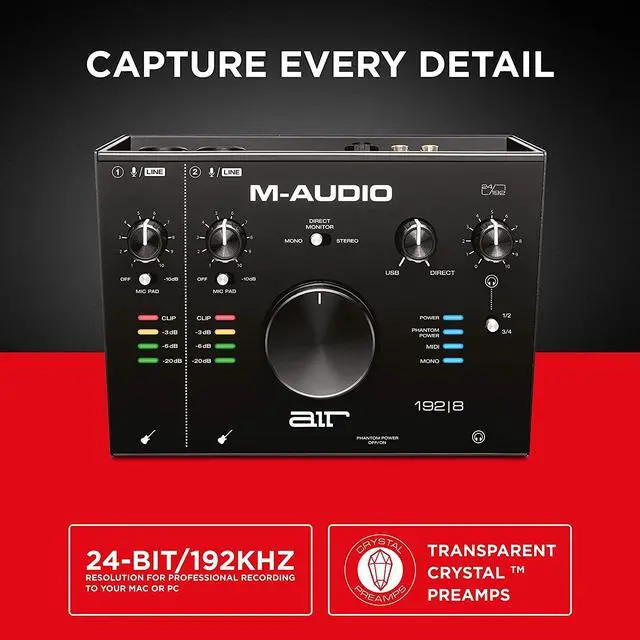 Alt view image 3 of 4 - M-Audio AIR 192|8 - 2-In 4-Out USB Audio / MIDI Interface with Recording Software from Pro-Tools & Ableton Live, Plus Studio-Grade FX & Instruments