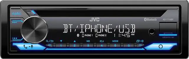 Alt view image 8 of 11 - JVC KD-T710BT In-Dash CD Receiver Featuring Bluetooth For Car, Black