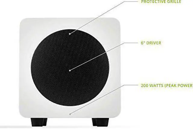 Alt view image 11 of 11 - Kanto SUB6 6-inch Powered Subwoofer, Gloss White