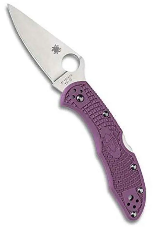 Alt view image 16 of 20 - Spyderco Delica 4 Folder 2.88 in Plain Purple FRN Handle