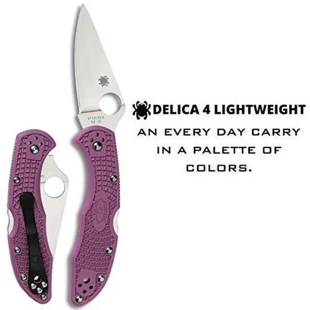 Alt view image 18 of 20 - Spyderco Delica 4 Folder 2.88 in Plain Purple FRN Handle