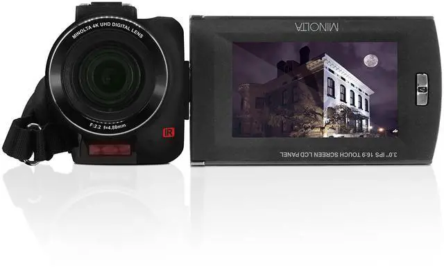 Alt view image 12 of 20 - Minolta MN4K30NV 4K Ultra HD 30 MP Night Vision Camcorder, Black