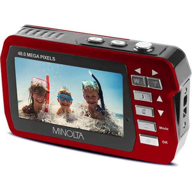 Alt view image 10 of 13 - Minolta MN40WP-R 48.0-Megapixel Waterproof Digital Camera (Red)
