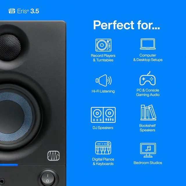 Alt view image 10 of 14 - PreSonus Eris 3.5 3.5" 50W Active Media Reference Monitor, Pair, Black