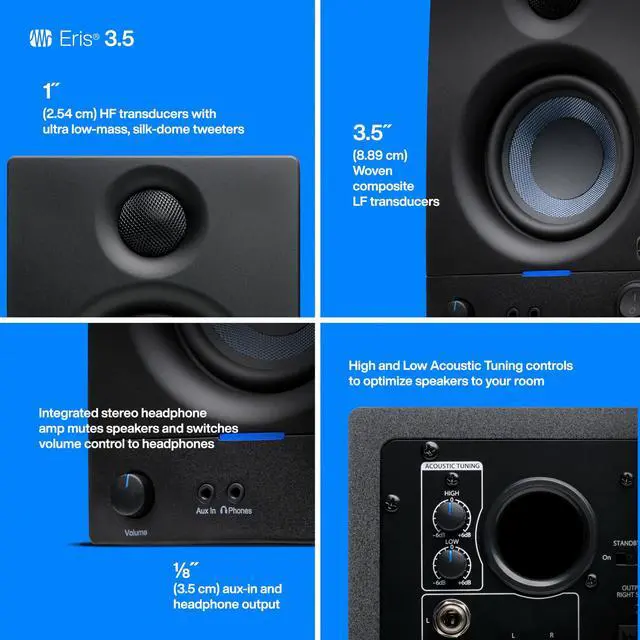 Alt view image 11 of 14 - PreSonus Eris 3.5 3.5" 50W Active Media Reference Monitor, Pair, Black