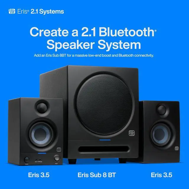 Alt view image 13 of 14 - PreSonus Eris 3.5 3.5" 50W Active Media Reference Monitor, Pair, Black