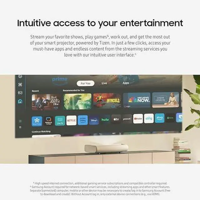 Alt view image 7 of 14 - SAMSUNG 120-Inch Class LPU7D Series The Premiere Ultra Short Throw 4K AI Smart TV Laser Projector for Home Theater w/ Gaming Hub, Vision Boost, Powerful Sound, Alexa Built-In, SP-LPU7DSAXXZA