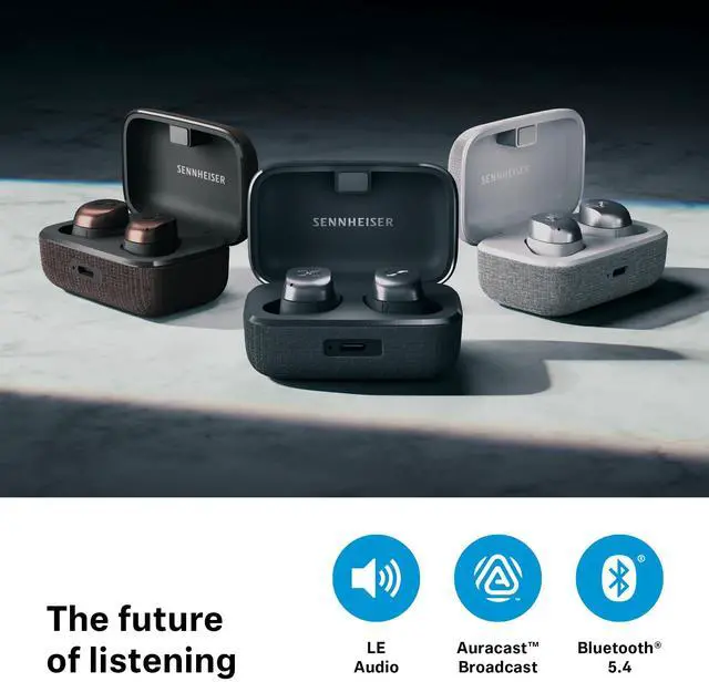 Alt view image 5 of 8 - Sennheiser MOMENTUM True Wireless 4 Smart Earbuds with Bluetooth 5.4, Crystal-Clear Sound, Comfortable Design, 30-Hour Battery Life, Adaptive ANC, LE Audio and Auracast - White Silver