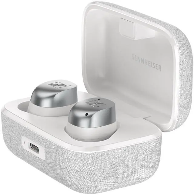 Alt view image 2 of 8 - Sennheiser MOMENTUM True Wireless 4 Smart Earbuds with Bluetooth 5.4, Crystal-Clear Sound, Comfortable Design, 30-Hour Battery Life, Adaptive ANC, LE Audio and Auracast - White Silver