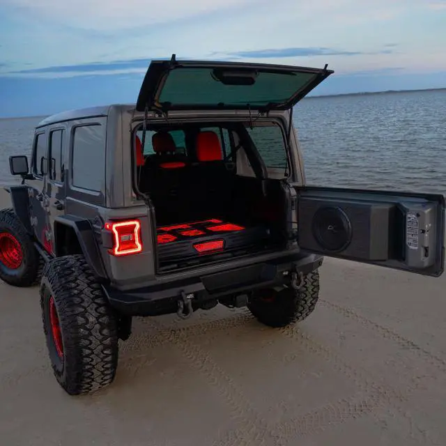 Alt view image 17 of 20 - Stinger TXJWB12 12" Swing Gate Mounted Subwoofer Enclosure For Jeep Wrangler JK/JKU, JL/JLU 2007-2022