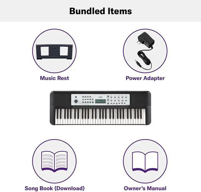 Alt view image 4 of 5 - 61-Key Portable Keyboard for Beginners with Built-In Songs, Quiz Mode, Music Rest, with Power Adapter YPT280