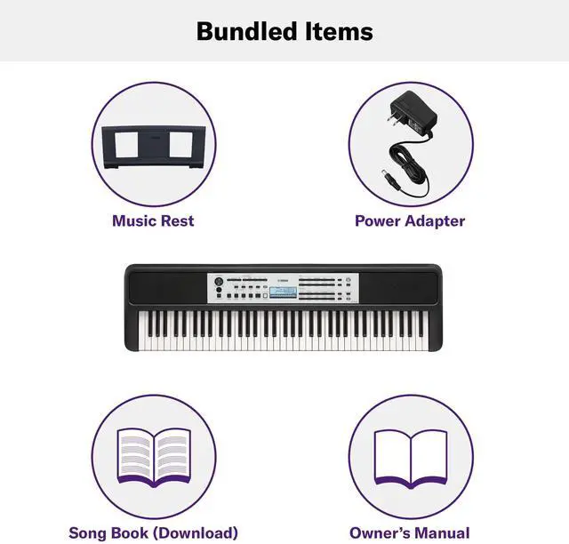 Alt view image 4 of 5 - YPT-W320 76 Touch Sensitive Key Portable Keyboard for Beginners with Music Rest, Power Adapter