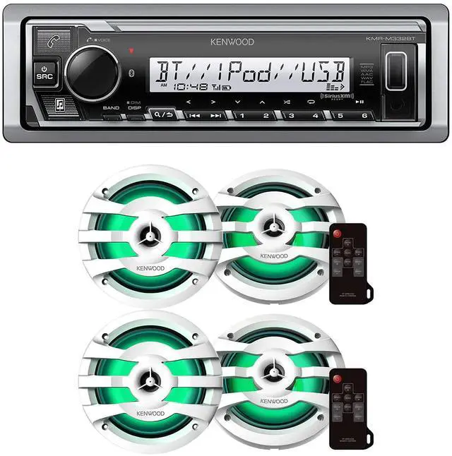 Alt view image 6 of 6 - Kenwood KMR-M332BT Marine Digital Media Receiver & (2) KFC-1673MRWL 6.5" Speaker