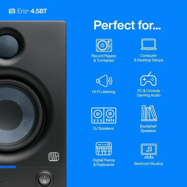 Alt view image 18 of 20 - PreSonus Eris 4.5BT 2nd Gen 4.5-Inch Media Reference Monitors with Bluetooth