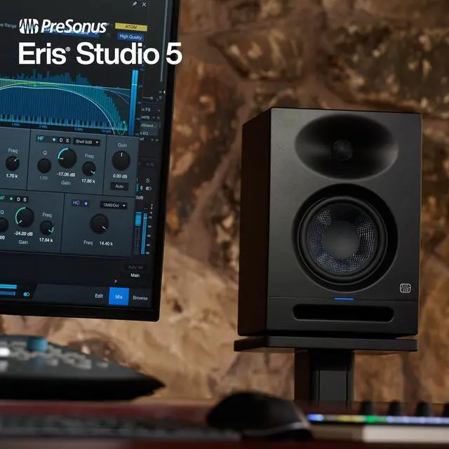 Alt view image 6 of 7 - Eris Studio 5 5.25-inch 2-Way Active Studio Monitors with EBM Waveguide | 5.25 Woven-Composite Woofer, 1 Silk-Dome Tweeter, 80W Biamped, 48hz-20khz, 120 Degree ×60 Degree Ebm Waveguide