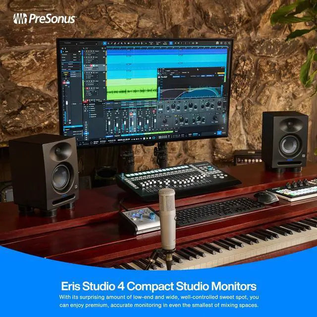 Alt view image 5 of 7 - Eris Studio 4 4.5-inch 2-Way Active Studio Monitor with EBM Waveguide | 4.5 Woven-Composite Woofer, 1 Silk-Dome Tweeter, 50W Bi-Amped, 55hz-20khz, 120 Degree X60 Degree Ebm Waveguide