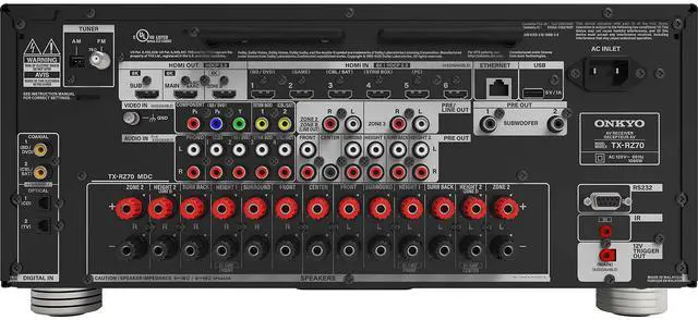 Alt view image 8 of 13 - Onkyo TX-RZ70 7.2.4ch IMAX Enhanced AV Receiver with Dirac Live (2023)