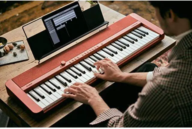 Alt view image 3 of 4 - Casio Casiotone CT-S1 Touch Sensitive 61-Key Portable Keyboard with 61 Tones,USB, Bass-reflex Stereo Speakers with Surround, Aux In, Headphone Out, Power Supply, Red (CT-S1RD)