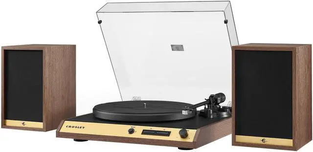 Alt view image 7 of 7 - Crosley C72 2-Speed Belt-Drive Bluetooth Turntable Record Player with 80W Speakers and Carbon Fiber Tonearm, Walnut