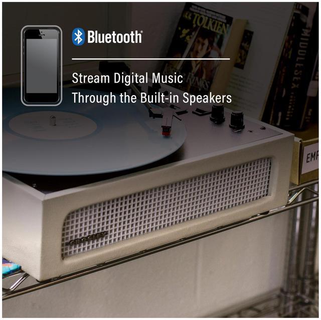 Alt view image 4 of 7 - Crosley Cr8017B-Du Voyager Vintage Portable Vinyl Record Player Turntable With Bluetooth In/Out And Built-In Speakers  Dune