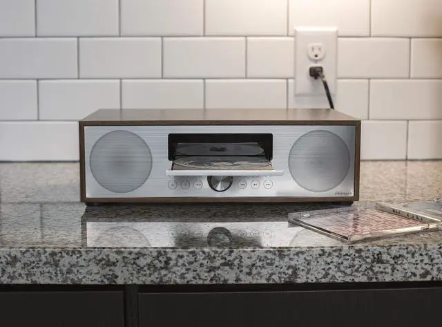 Alt view image 10 of 12 - crosley cr3501awa fleetwood bluetooth fm clock radio and cd player, walnut