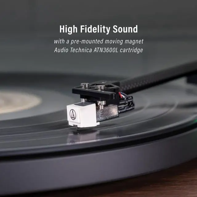 Alt view image 7 of 7 - Crosley C92A-BK Belt-Drive Bluetooth Record Player Turntable with Speakers, Vacuum Tube Preamp, and Moving Magnet Audio-Technica Cartridge, Black