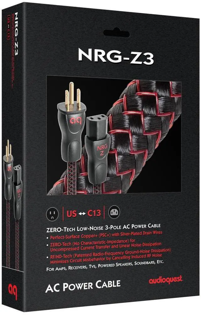 Alt view image 11 of 13 - AudioQuest NRG-Z3 Low-Distortion 3-Pole AC Power Cable - 3.28' (1m)