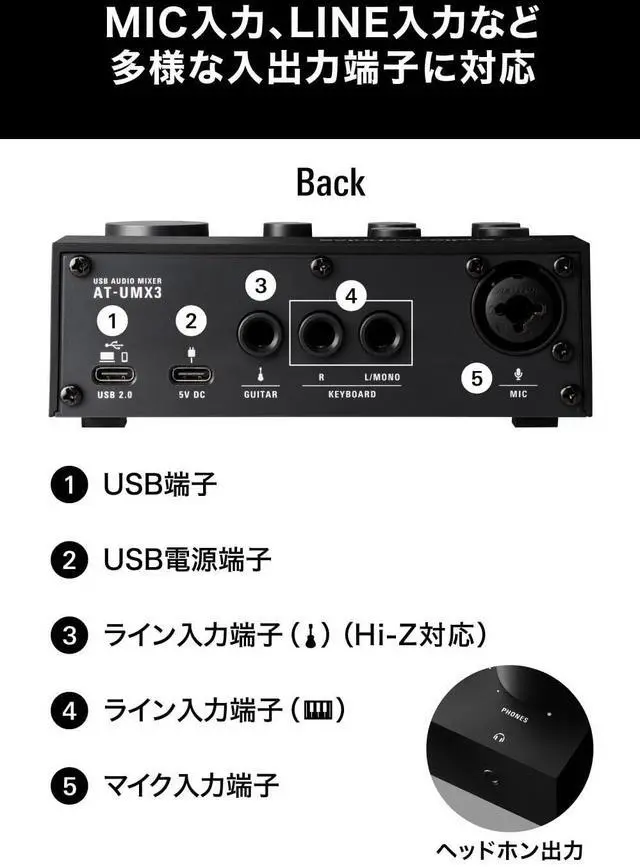 Alt view image 13 of 13 - Audio Technica AT-UMX3 Live Streaming USB Audio Mixer
