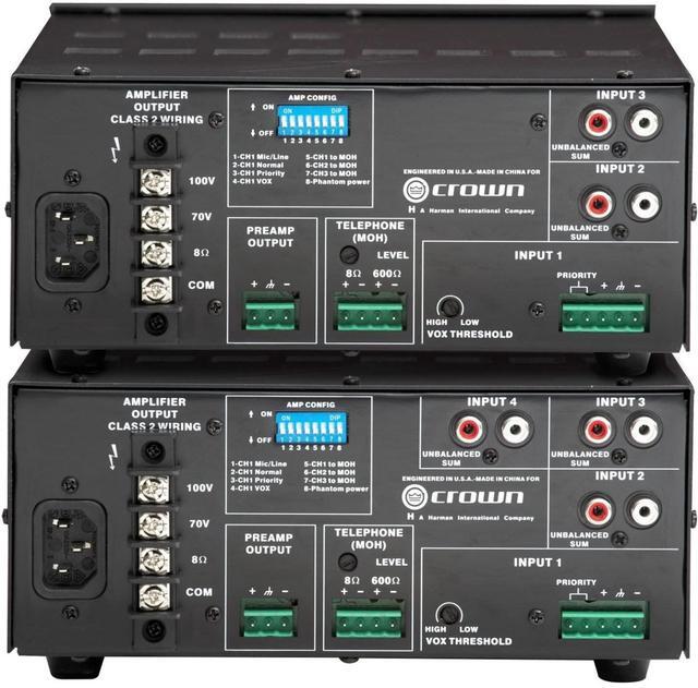 Alt view image 13 of 18 - CROWN 135MA 35WATT 3INPUT 80HM 70/100V AMP