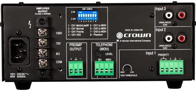 Alt view image 18 of 18 - CROWN 135MA 35WATT 3INPUT 80HM 70/100V AMP