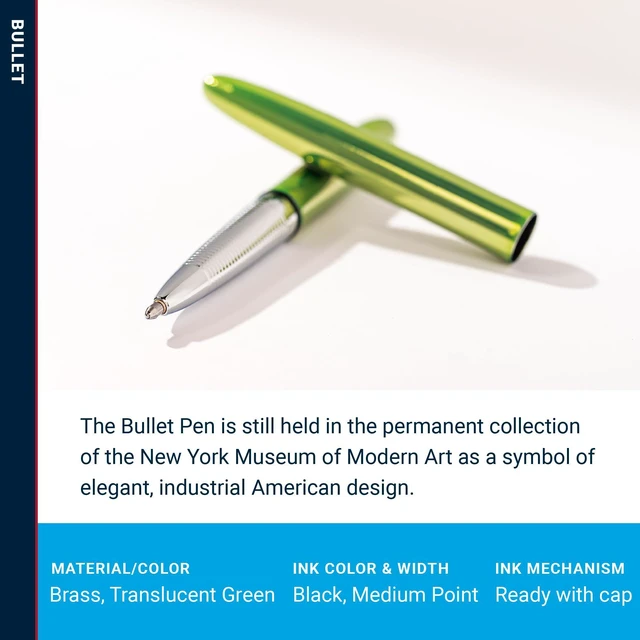 Alt view image 3 of 7 - Space Pen Aurora Borealis Lime Green Ballpoint Bullet Pen, Gift Box Compact Size, Writes Upside Down and in Extreme Temperatures, Smooth Black Ink, Medium Point, Made in the USA