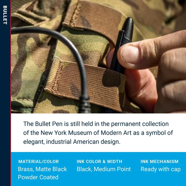 Alt view image 3 of 7 - Space Pen Matte Black Pressurized Ballpoint Bullet Pen Compact Size, Writes Upside Down and in Extreme Temperatures, Black Ink, Medium Point, Pocket Clip, Made in the USA