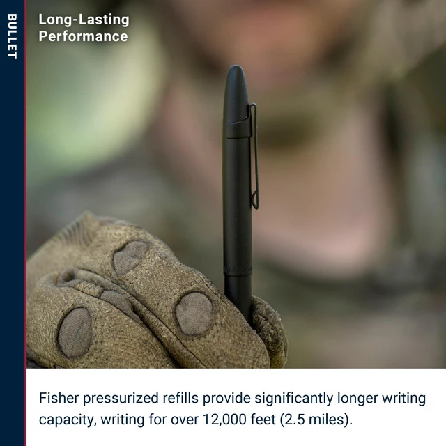Alt view image 5 of 7 - Space Pen Matte Black Pressurized Ballpoint Bullet Pen Compact Size, Writes Upside Down and in Extreme Temperatures, Black Ink, Medium Point, Pocket Clip, Made in the USA