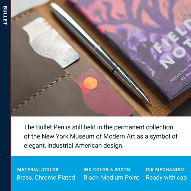 Alt view image 3 of 7 - Space Pen Chrome Pressurized Ballpoint Bullet Pen, Gift Box Compact Size, Writes Upside Down and in Extreme Temperatures, Smooth Black Ink, Medium Point, Made in the USA