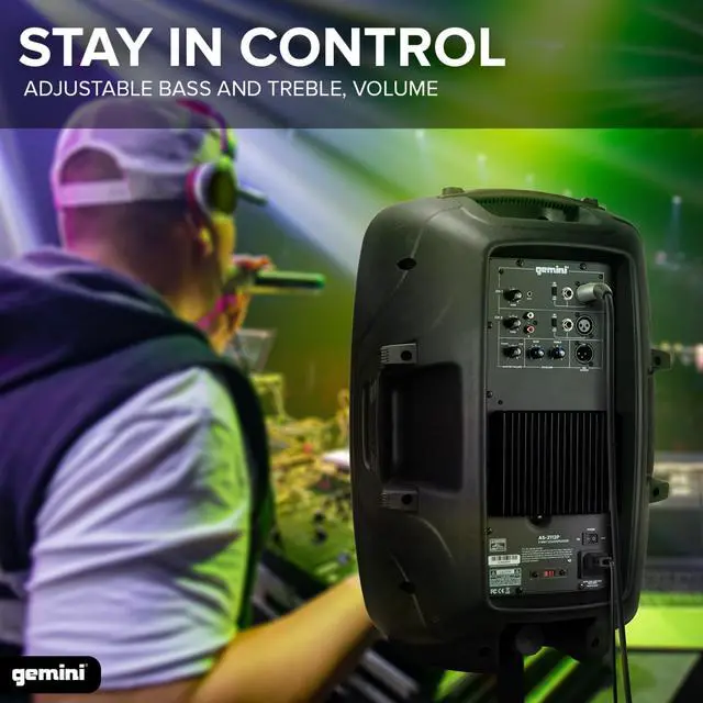 Alt view image 8 of 12 - Gemini Sound 2-Channel Power Speaker with Handles - 1500W