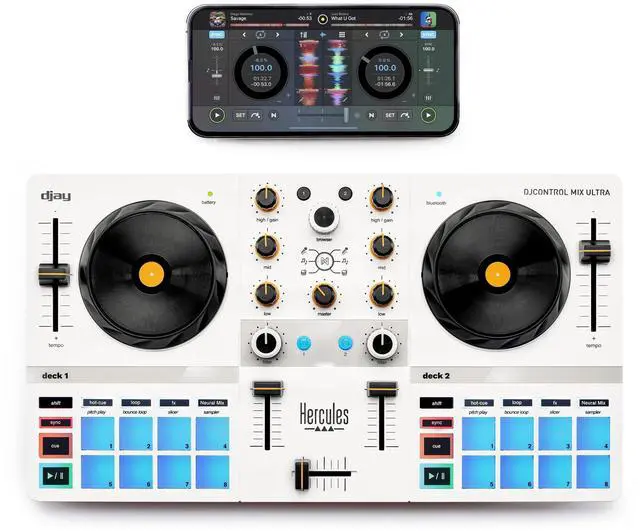Alt view image 8 of 16 - Hercules DJControl Mix Ultra DJ Controller with Protective Cover