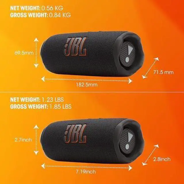 Alt view image 12 of 14 - JBL FLIP7BLK Flip 7 Portable Waterproof Bluetooth Speaker - Black