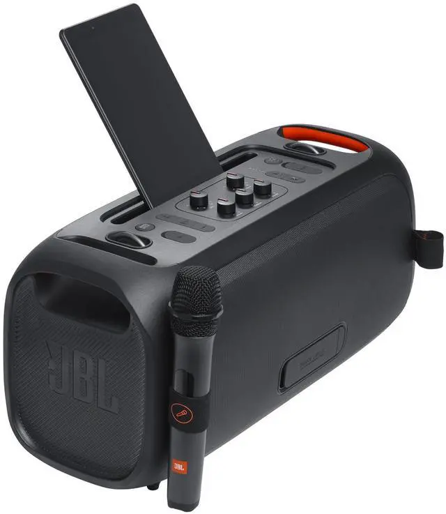 Alt view image 13 of 18 - JBL PartyBox On-The-Go Essential - Portable party speaker with built-in lights and wireless mic, Amazing Pro Sound, IPX4 splashproof protection, 6 hours of playtime, Convenient shoulder strap