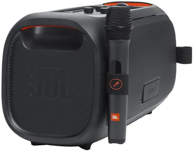 Alt view image 16 of 18 - JBL PartyBox On-The-Go Essential - Portable party speaker with built-in lights and wireless mic, Amazing Pro Sound, IPX4 splashproof protection, 6 hours of playtime, Convenient shoulder strap