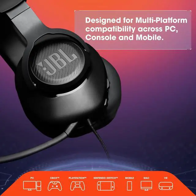 Alt view image 15 of 19 - JBL QUANTUM 100 Circumaural Gaming Headset, White