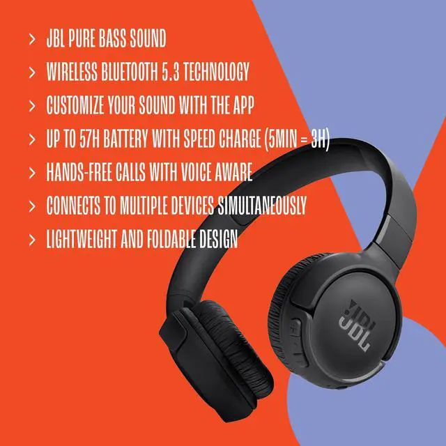 Alt view image 17 of 17 - JBL T520BTBLK Tune 520BT Wireless On Ear Headphones - Black