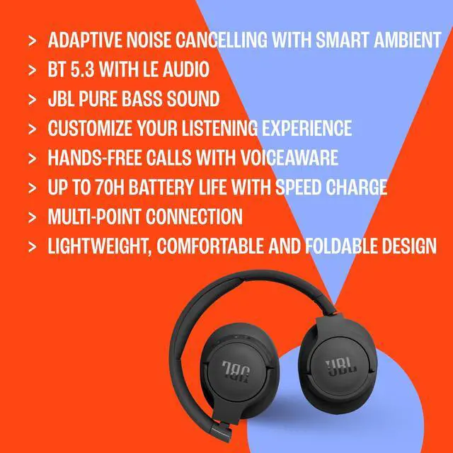 Alt view image 13 of 13 - JBL T770NCBLU Tune 770NC Wireless Over-Ear Headphones - Blue